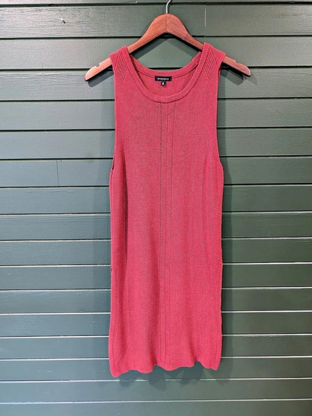 Dynamite Sleeveless Knit Midi Tunic in Red Size Medium
